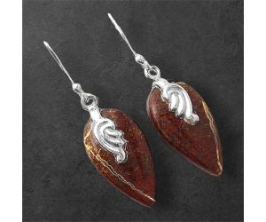 Red Moss Agate Earrings SDE86858 E-1137, 12x23 mm