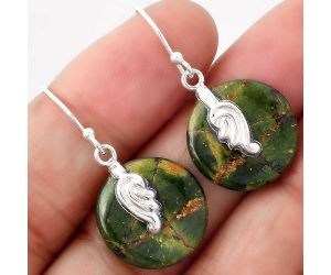 Turkish Rainforest Chrysocolla Earrings SDE86867 E-1137, 17x17 mm