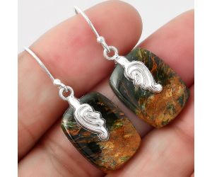 Turkish Rainforest Chrysocolla Earrings SDE86869 E-1137, 14x19 mm