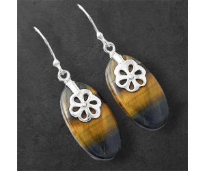 Blue Tiger Eye Earrings SDE86895 E-1137, 12x23 mm