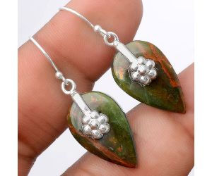 Turkish Rainforest Chrysocolla Earrings SDE86932 E-1137, 13x26 mm