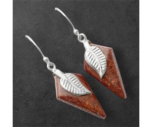 Red Moss Agate Earrings SDE86944 E-1137, 14x25 mm