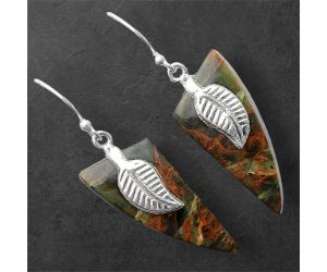 Turkish Rainforest Chrysocolla Earrings SDE86950 E-1137, 13x31 mm