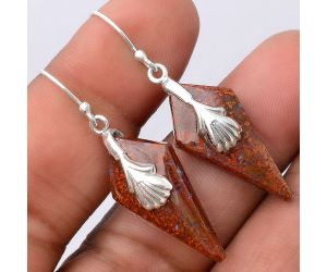 Red Moss Agate Earrings SDE86961 E-1137, 14x28 mm