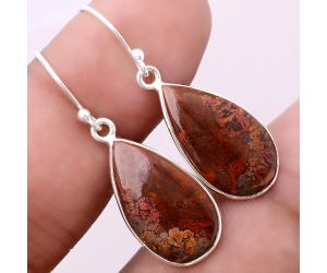 Red Moss Agate Earrings SDE86991 E-1001, 11x20 mm