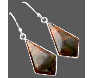 Turkish Rainforest Chrysocolla Earrings SDE87002 E-1001, 13x22 mm