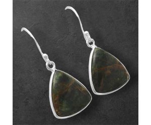 Turkish Rainforest Chrysocolla Earrings SDE87023 E-1001, 15x16 mm
