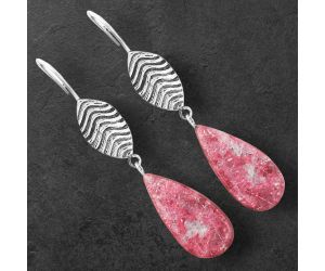 Pink Thulite Earrings SDE87032 E-1203, 11x24 mm