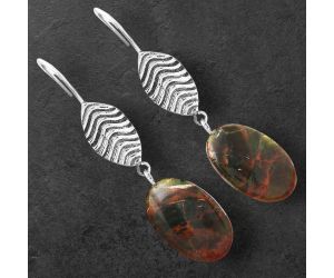 Turkish Rainforest Chrysocolla Earrings SDE87044 E-1203, 12x18 mm