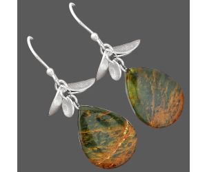 Turkish Rainforest Chrysocolla Earrings SDE87087 E-1165, 14x19 mm