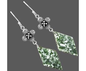 Dioptase Earrings SDE87116 E-1237, 14x26 mm