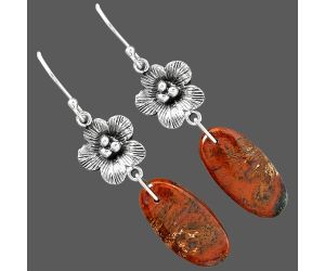 Red Moss Agate Earrings SDE87356 E-1237, 11x21 mm