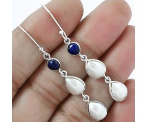 Natural Fresh Water Pearl and Lapis Earrings SDE87376 E-1007, 7x9 mm