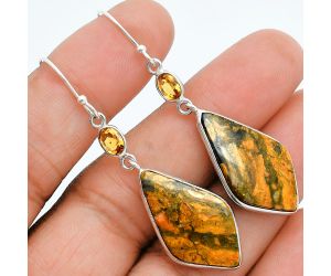 Eclipse and Citrine Earrings SDE88515 E-1002, 14x25 mm