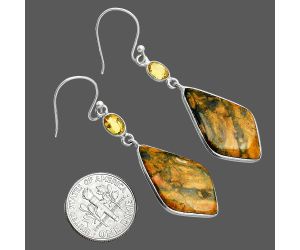 Eclipse and Citrine Earrings SDE88515 E-1002, 14x25 mm