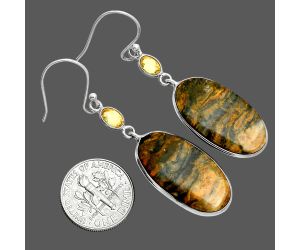 Eclipse and Citrine Earrings SDE88523 E-1002, 13x25 mm