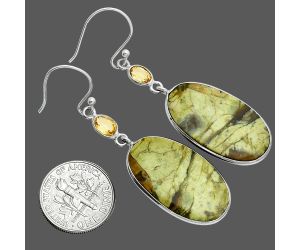 Lemon Chrysoprase and Citrine Earrings SDE88530 E-1002, 15x26 mm