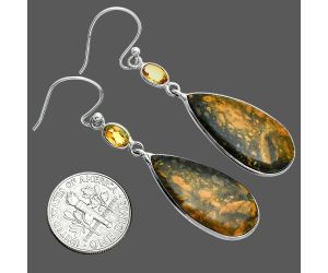 Eclipse and Citrine Earrings SDE88536 E-1002, 12x26 mm