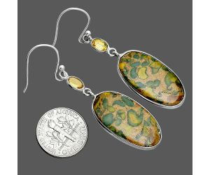 Bamboo Jasper and Citrine Earrings SDE88537 E-1002, 14x25 mm