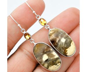 Bat Cave Jasper and Citrine Earrings SDE88540 E-1002, 14x24 mm