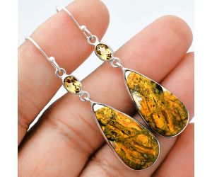 Eclipse and Citrine Earrings SDE88544 E-1002, 12x25 mm