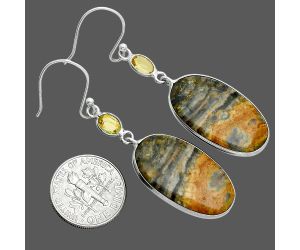 Eclipse and Citrine Earrings SDE88546 E-1002, 15x25 mm