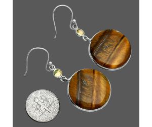 Tiger Eye and Citrine Earrings SDE88553 E-1002, 23x23 mm