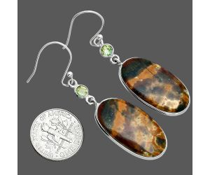 Blood Stone and Peridot Earrings SDE88563 E-1002, 13x25 mm