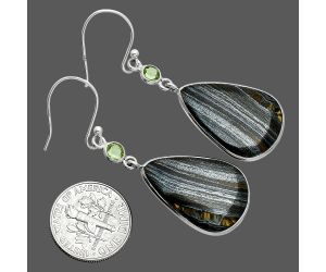 Iron Tiger Eye and Peridot Earrings SDE88572 E-1002, 16x23 mm