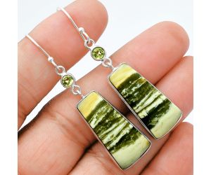 Natural Serpentine and Peridot Earrings SDE88575 E-1002, 12x26 mm