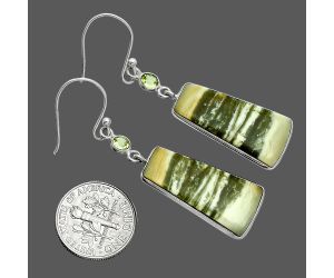 Natural Serpentine and Peridot Earrings SDE88575 E-1002, 12x26 mm