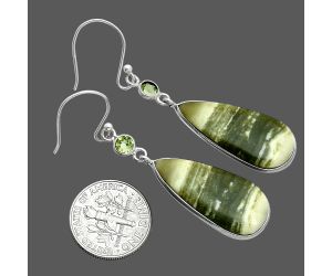 Natural Serpentine and Peridot Earrings SDE88576 E-1002, 12x27 mm