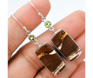 Outback Jasper and Peridot Earrings SDE88577 E-1002, 12x22 mm