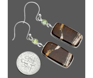 Outback Jasper and Peridot Earrings SDE88577 E-1002, 12x22 mm