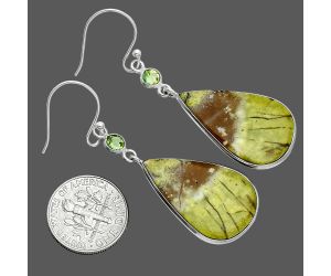 Green Opal Madagascar and Peridot Earrings SDE88579 E-1002, 16x26 mm