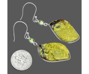 Green Opal Madagascar and Peridot Earrings SDE88580 E-1002, 16x27 mm