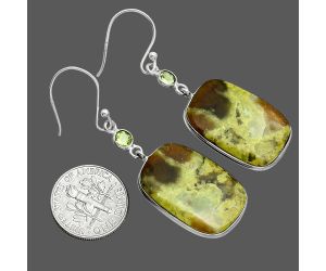 Green Opal Madagascar and Peridot Earrings SDE88581 E-1002, 16x24 mm