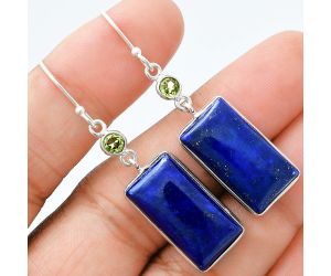 Lapis Lazuli and Peridot Earrings SDE88583 E-1002, 11x21 mm