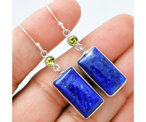 Lapis Lazuli and Peridot Earrings SDE88584 E-1002, 11x20 mm