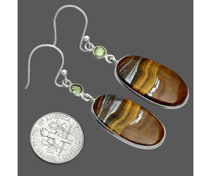 Tiger Eye and Peridot Earrings SDE88586 E-1002, 13x25 mm