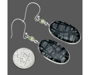 Picasso Jasper and Peridot Earrings SDE88587 E-1002, 16x26 mm