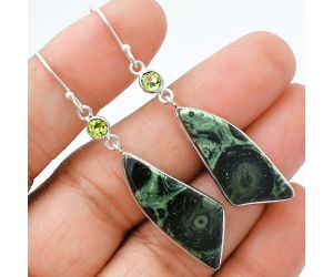 Star Galaxy Jasper and Peridot Earrings SDE88588 E-1002, 11x30 mm