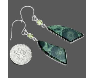 Star Galaxy Jasper and Peridot Earrings SDE88588 E-1002, 11x30 mm