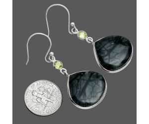 Picasso Jasper and Peridot Earrings SDE88589 E-1002, 18x19 mm