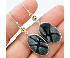 Picasso Jasper and Peridot Earrings SDE88590 E-1002, 13x24 mm