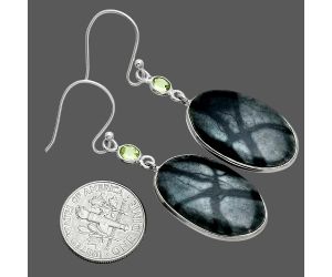 Picasso Jasper and Peridot Earrings SDE88590 E-1002, 13x24 mm