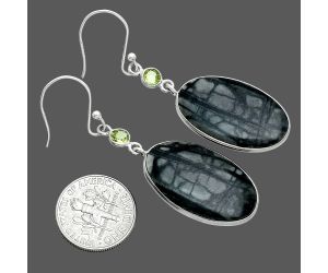 Picasso Jasper and Peridot Earrings SDE88591 E-1002, 15x25 mm