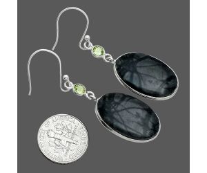 Picasso Jasper and Peridot Earrings SDE88592 E-1002, 14x23 mm