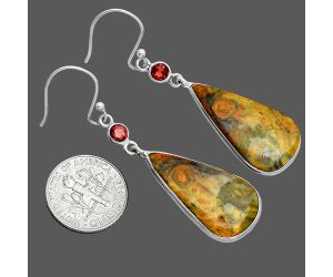 Eclipse and Garnet Earrings SDE88596 E-1002, 14x27 mm