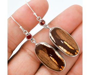 Outback Jasper and Garnet Earrings SDE88597 E-1002, 13x25 mm